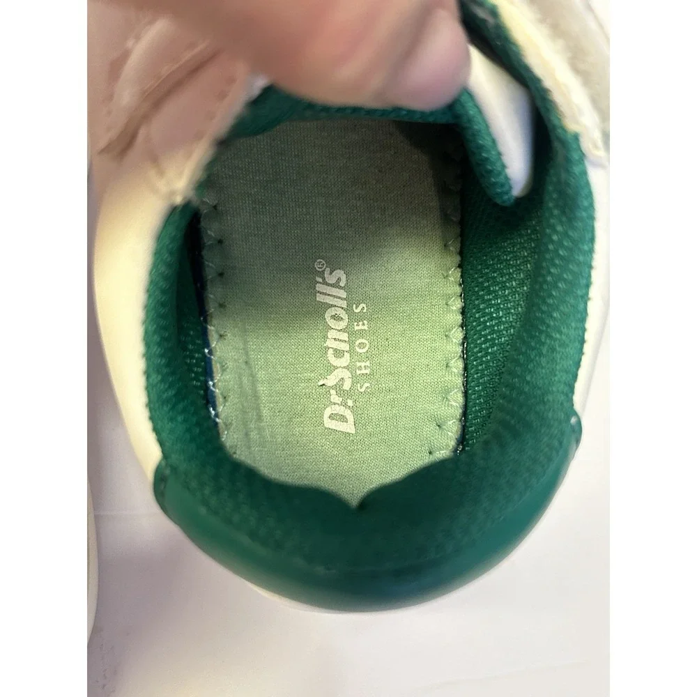 Dr Scholls Kids White Green Low Top Hook and Loop Sneakers Shoes